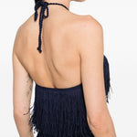 Abito lungo con frange in blu Bless - donna 