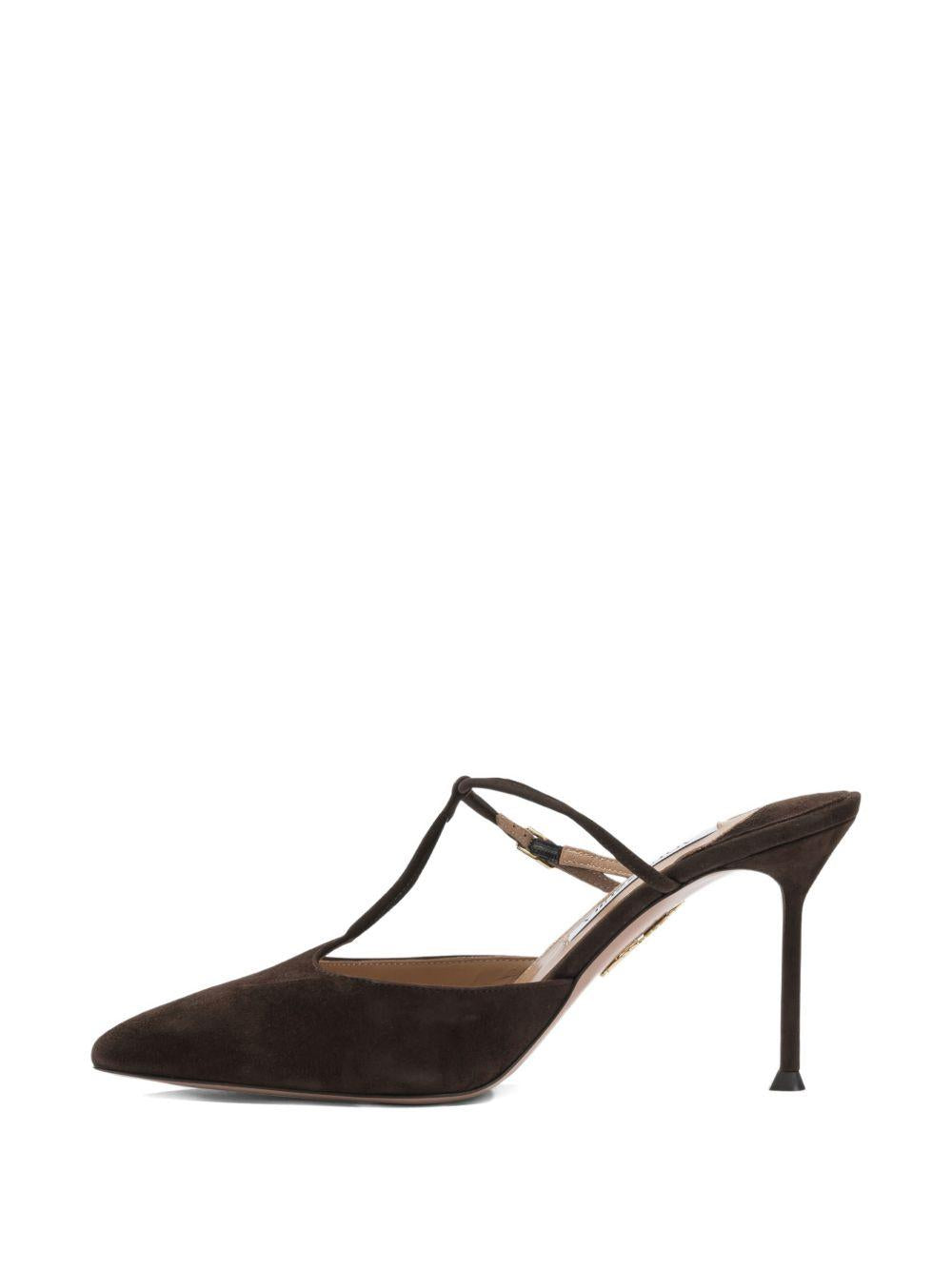 Mules a punta sorbonne in marrone Aquazzura - donna 