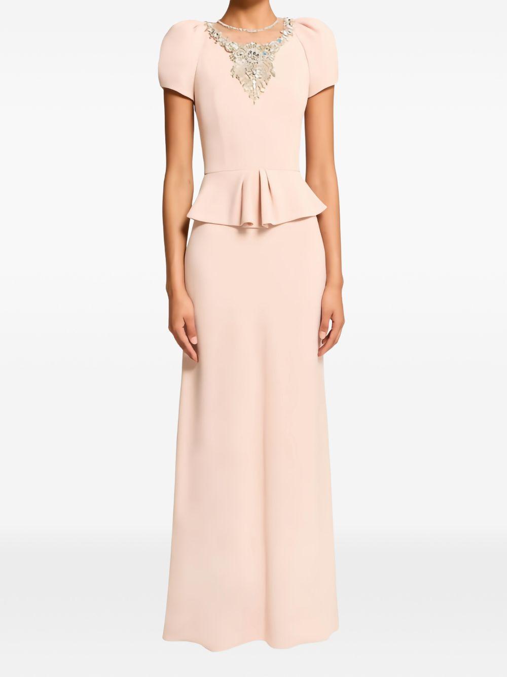 Abito lungo nocturne con cristalli in rosa Jenny packham - donna 