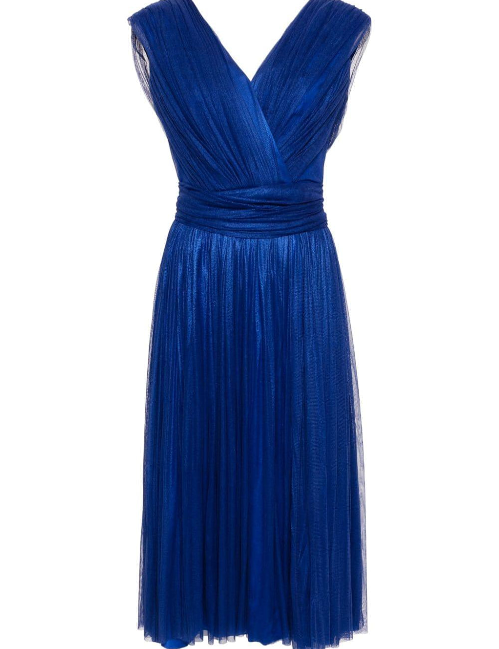 Abito midi drappeggiato in blu - donna 