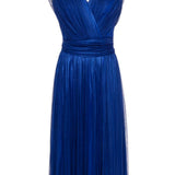 Abito midi drappeggiato in blu - donna 