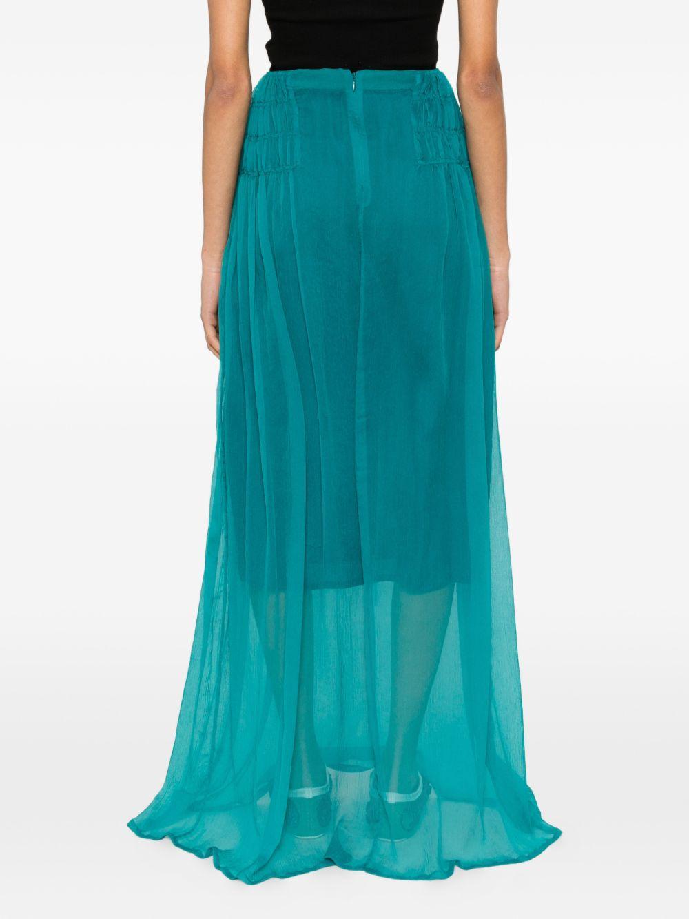 Gonna drappeggiata con volant sunia in verde Dries van noten - donna 