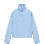 Camicia in popeline a collo alto in celeste 