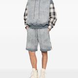 Felpa con maniche a quadri in grigio Feng chen wang - uomo 