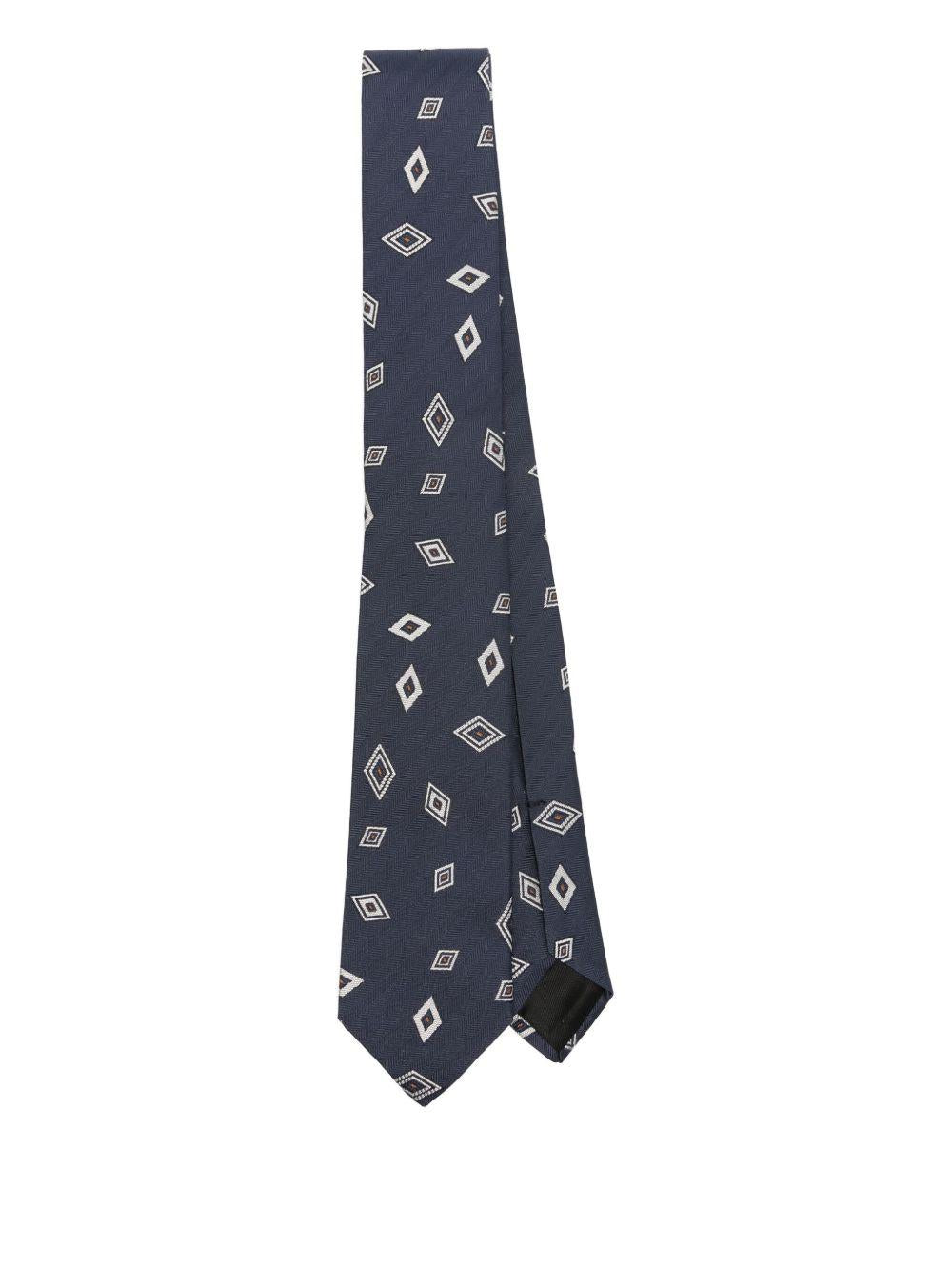 Cravatta in seta con motivo geometrico in blu Lardini - uomo 