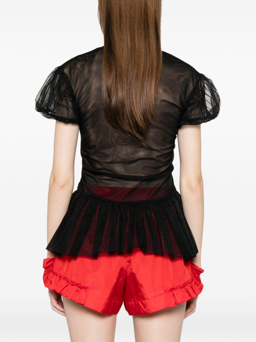 Top con maniche a sbuffo e volant in nero Simone rocha - donna 