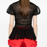 Top con maniche a sbuffo e volant in nero Simone rocha - donna 