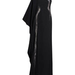 Abito lungo con cristalli palladio in nero Taller marmo - donna 
