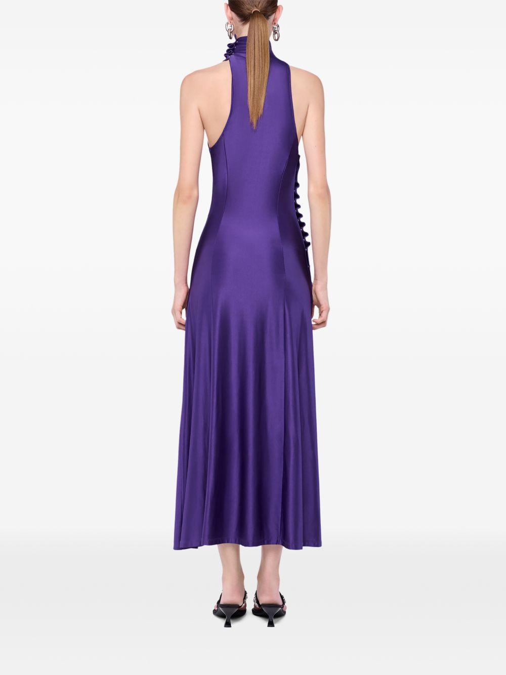 Abito midi con drappeggio in viola Rabanne - donna 