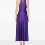 Abito midi con drappeggio in viola Rabanne - donna 