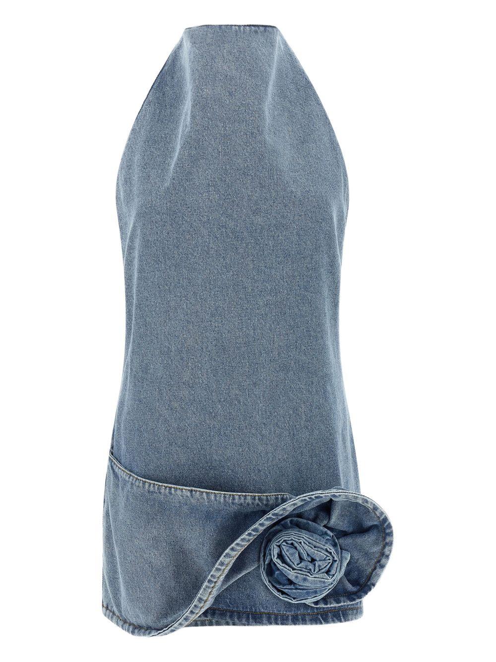 Mini abito con fiore in denim in blu Magda butrym - uomo 