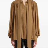 Blusa vali in seta in marrone Khaite - donna 