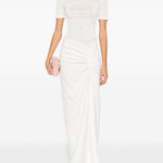 Abito lungo con collo alto e ruches in bianco Christopher esber - donna 