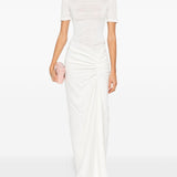 Abito lungo con collo alto e ruches in bianco Christopher esber - donna 