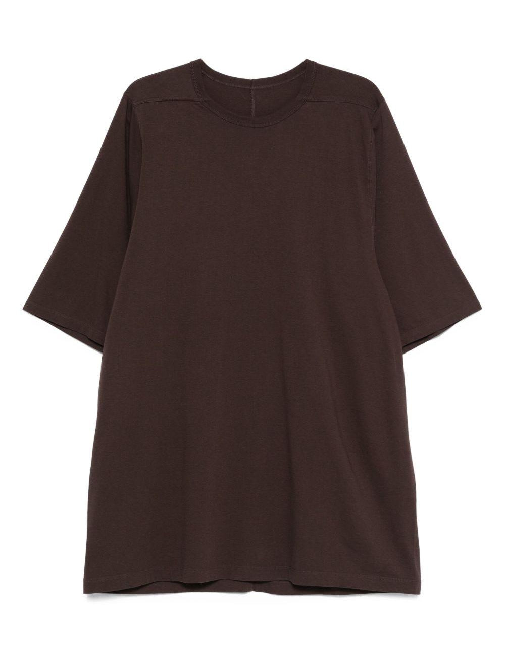 T-shirt a maniche corte con scollo rotondo in marrone Rick owens - uomo 