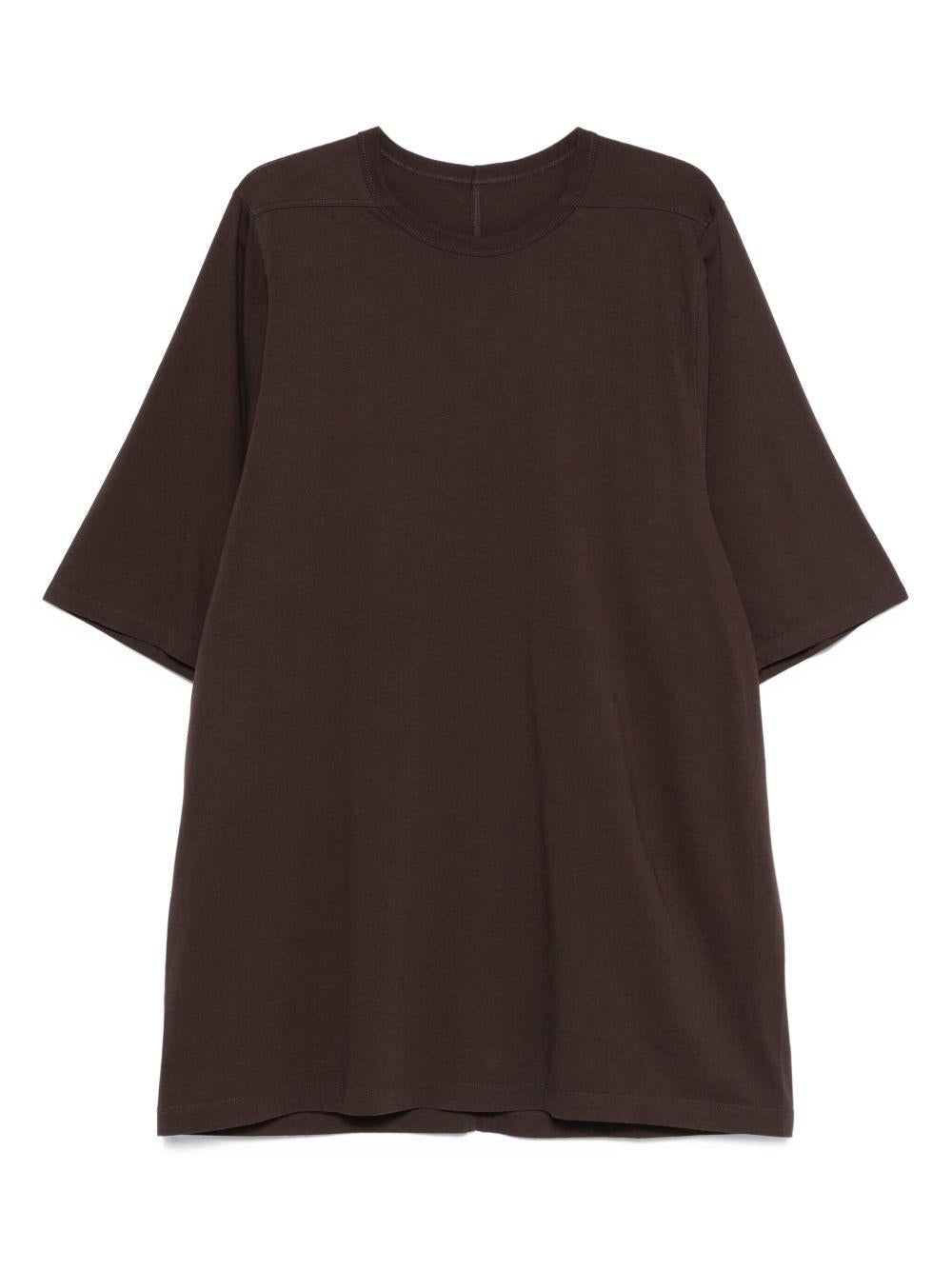T-shirt a maniche corte con scollo rotondo in marrone Rick owens - uomo 