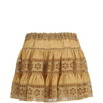 Gonna mini ricamata in beige CHARO RUIZ IBIZA 1989 