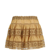 Gonna mini ricamata in beige CHARO RUIZ IBIZA 1989 