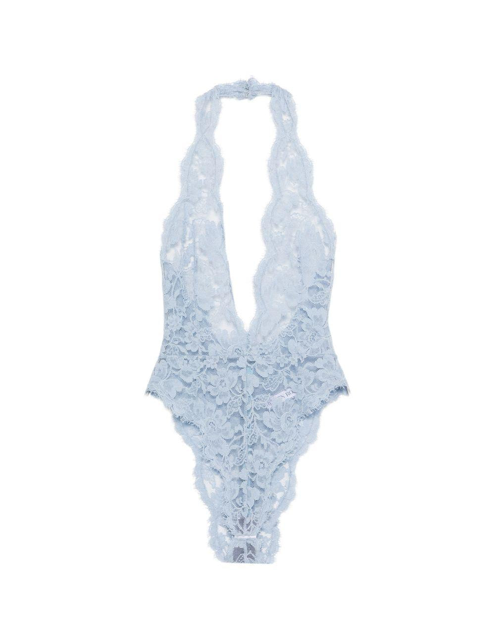 Body con scollo all'americana in blu Rowen rose - donna 