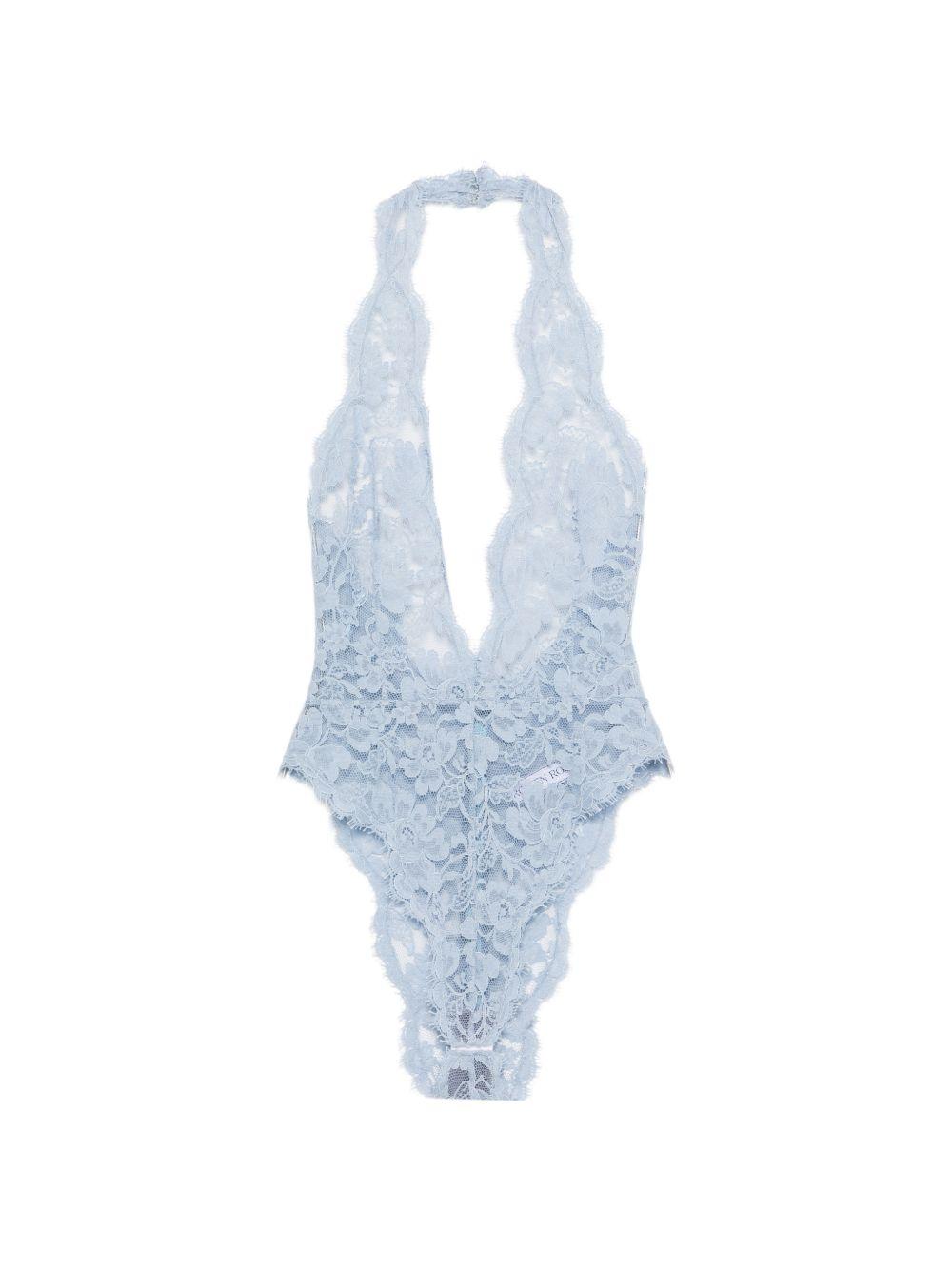 Body con scollo all'americana in blu Rowen rose - donna 