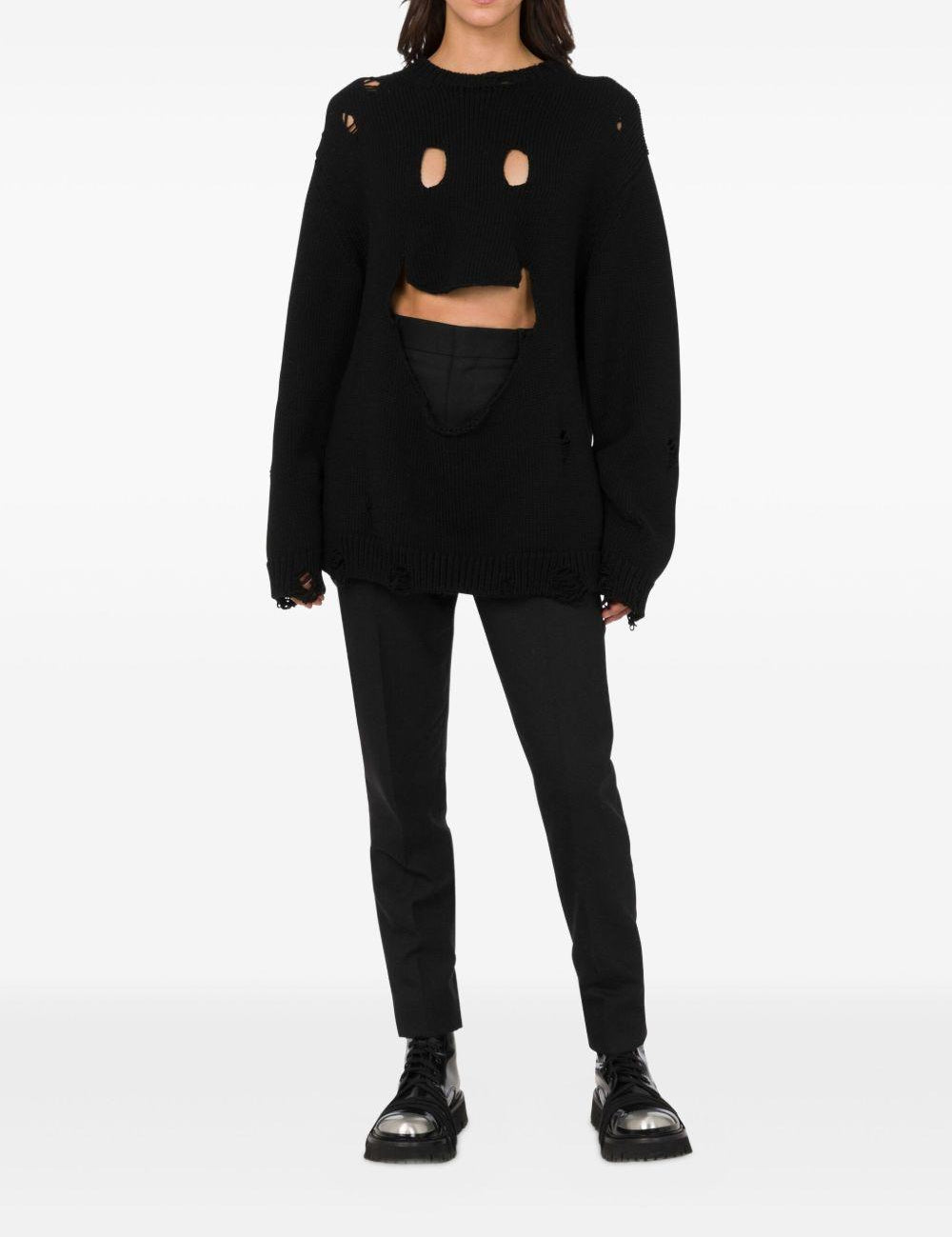 Maglione con effetto vissuto in nero Moschino - donna 