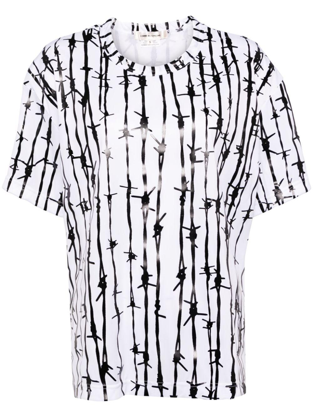 T-shirt con stampa grafica in nero e bianco Comme Des Garcons - donna 
