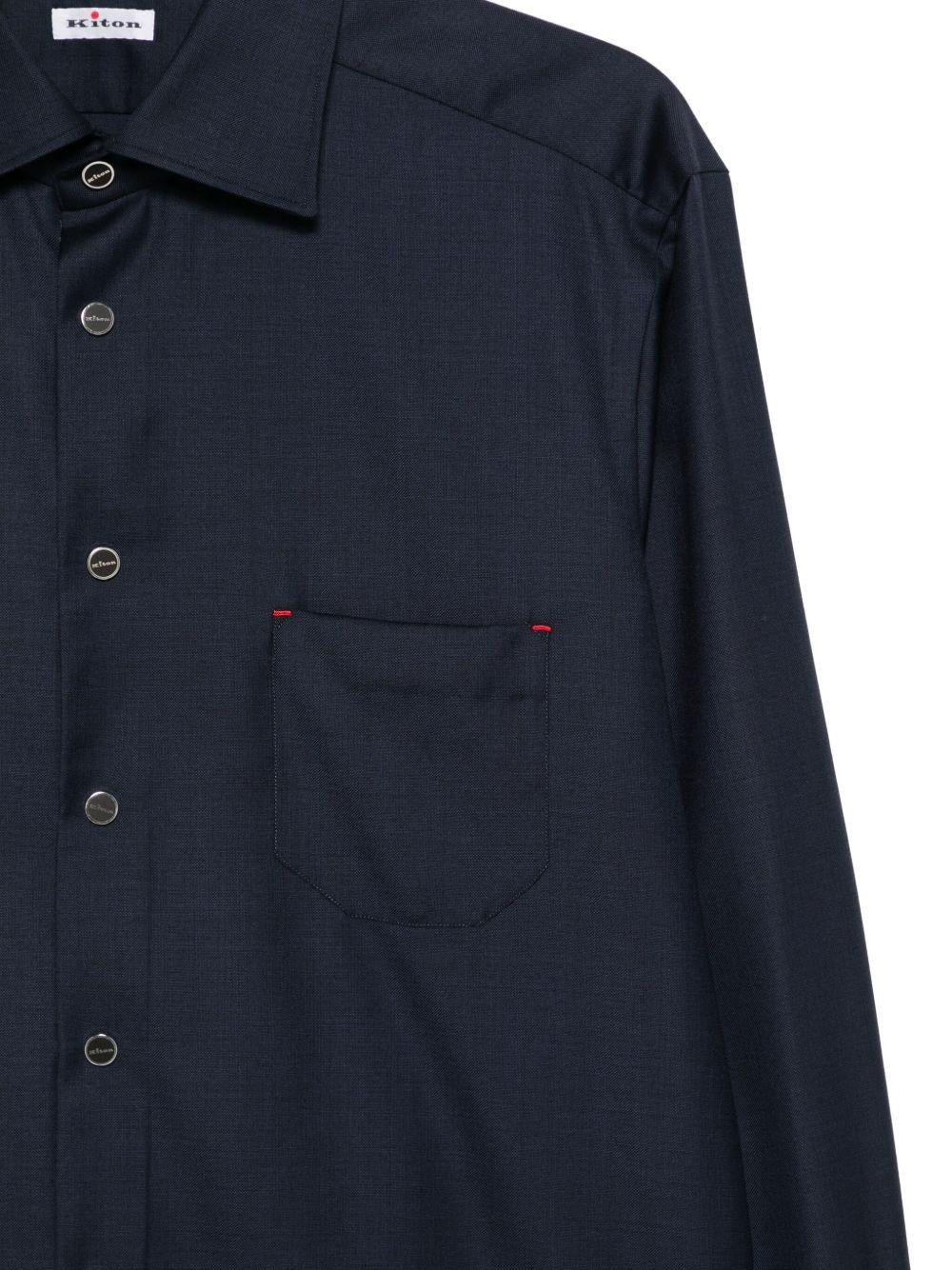 Camicia Nerano con taschino in blu Kiton - uomo 
