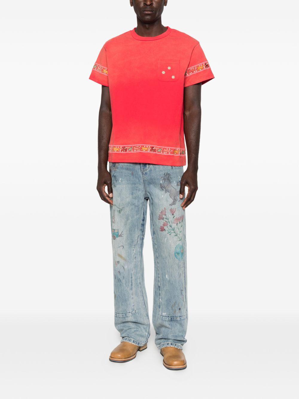 T-shirt con tasca sul petto in rosso Found - uomo 