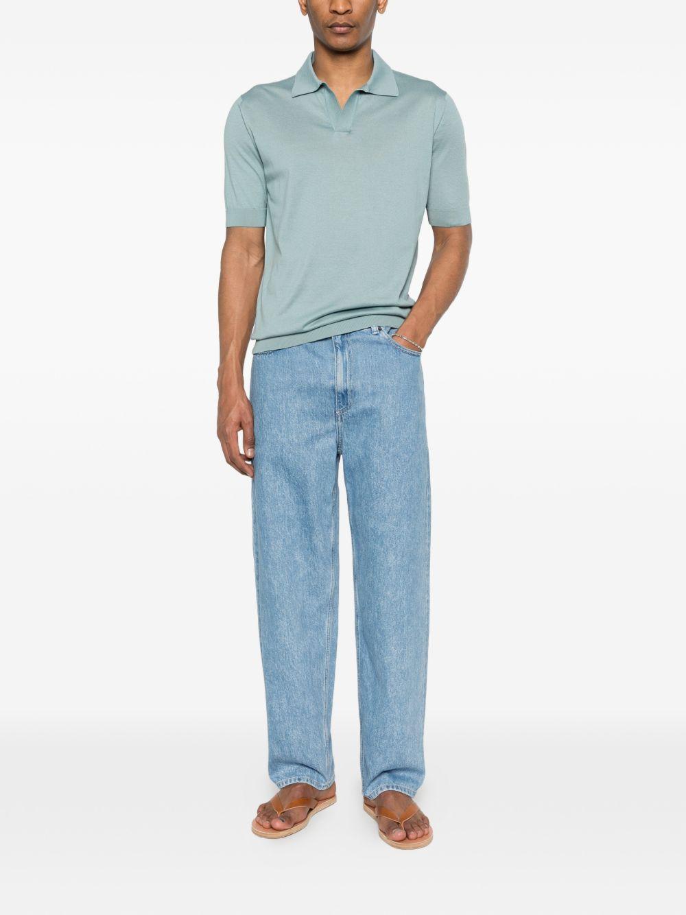 Polo a maniche corte con scollo a v in azzurro Lardini - uomo 