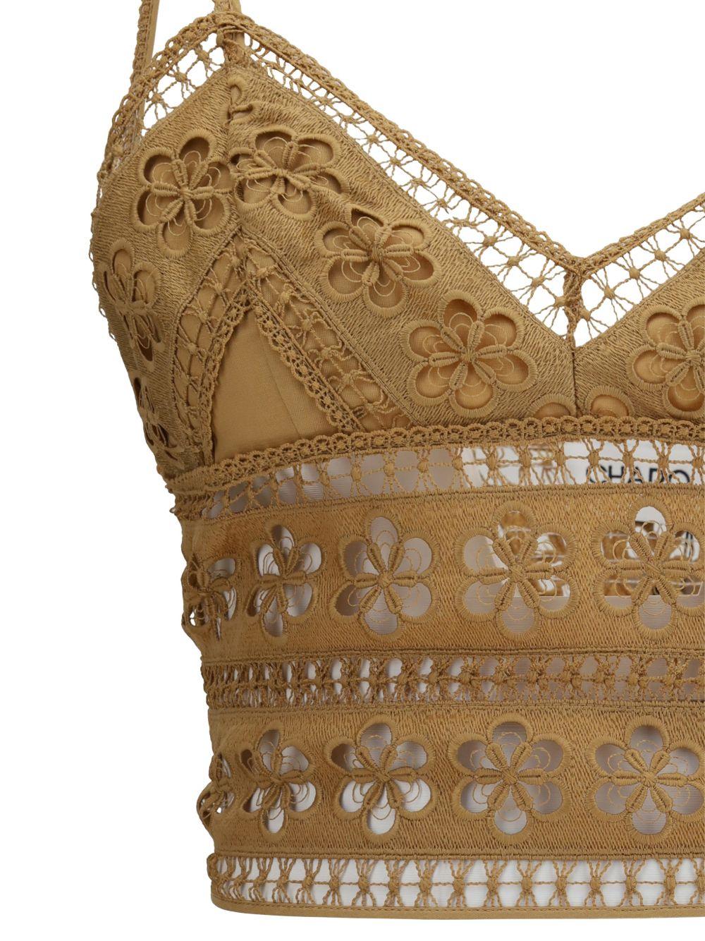 Top crop Melie in pizzo guipure in marrone Charo ruiz ibiza 1989 - donna 