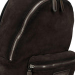 Zaino in pelle scamosciata con logo in marrone 