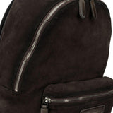 Zaino in pelle scamosciata con logo in marrone 