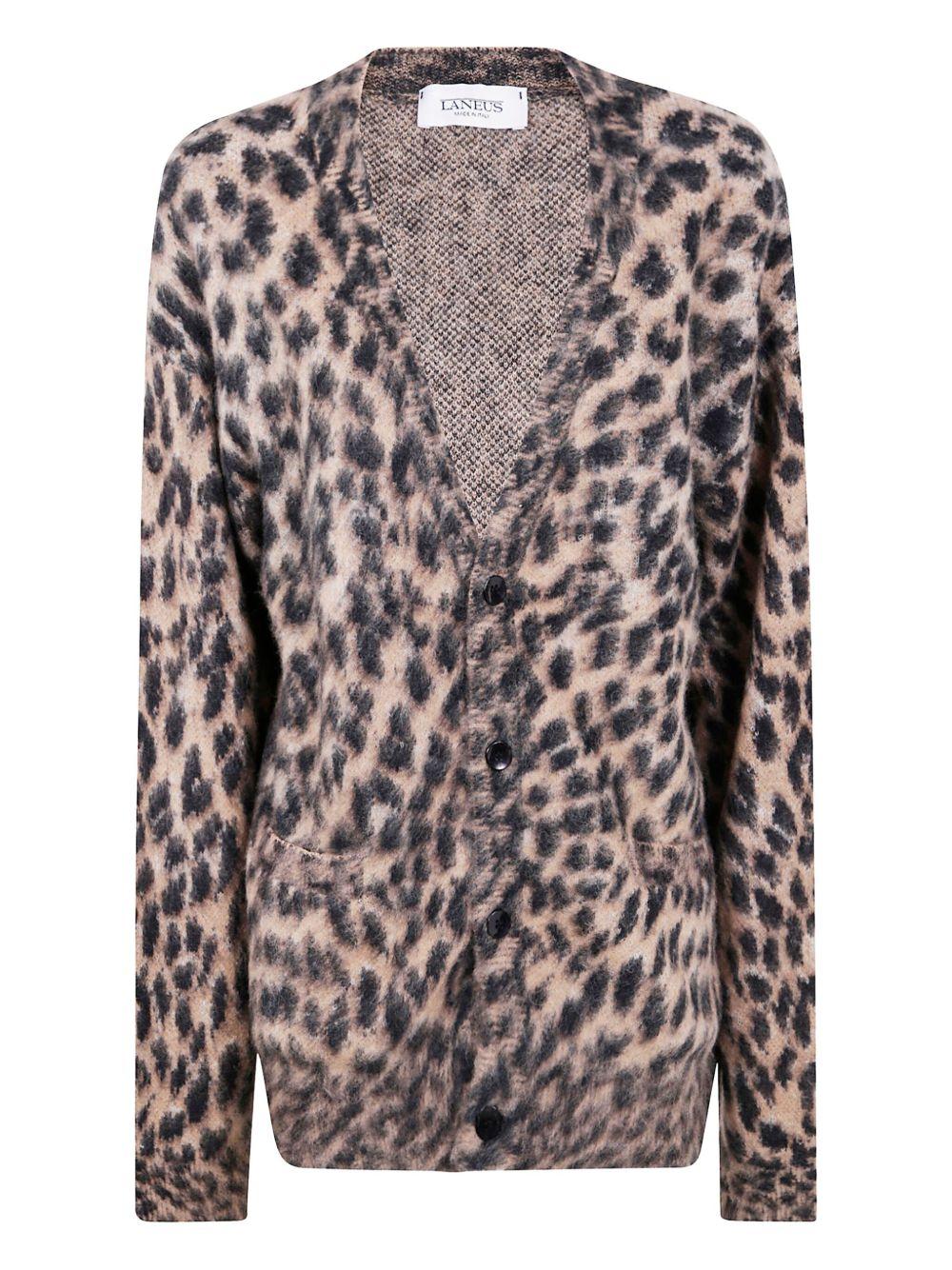 Cardigan con stampa animalier in marrone Laneus - uomo 