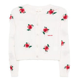 Cardigan con decorazione a fiori in bianco e rosso SHUSHU/TONG - donna 