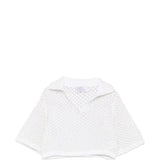 Top in maglia con perle in bianco 