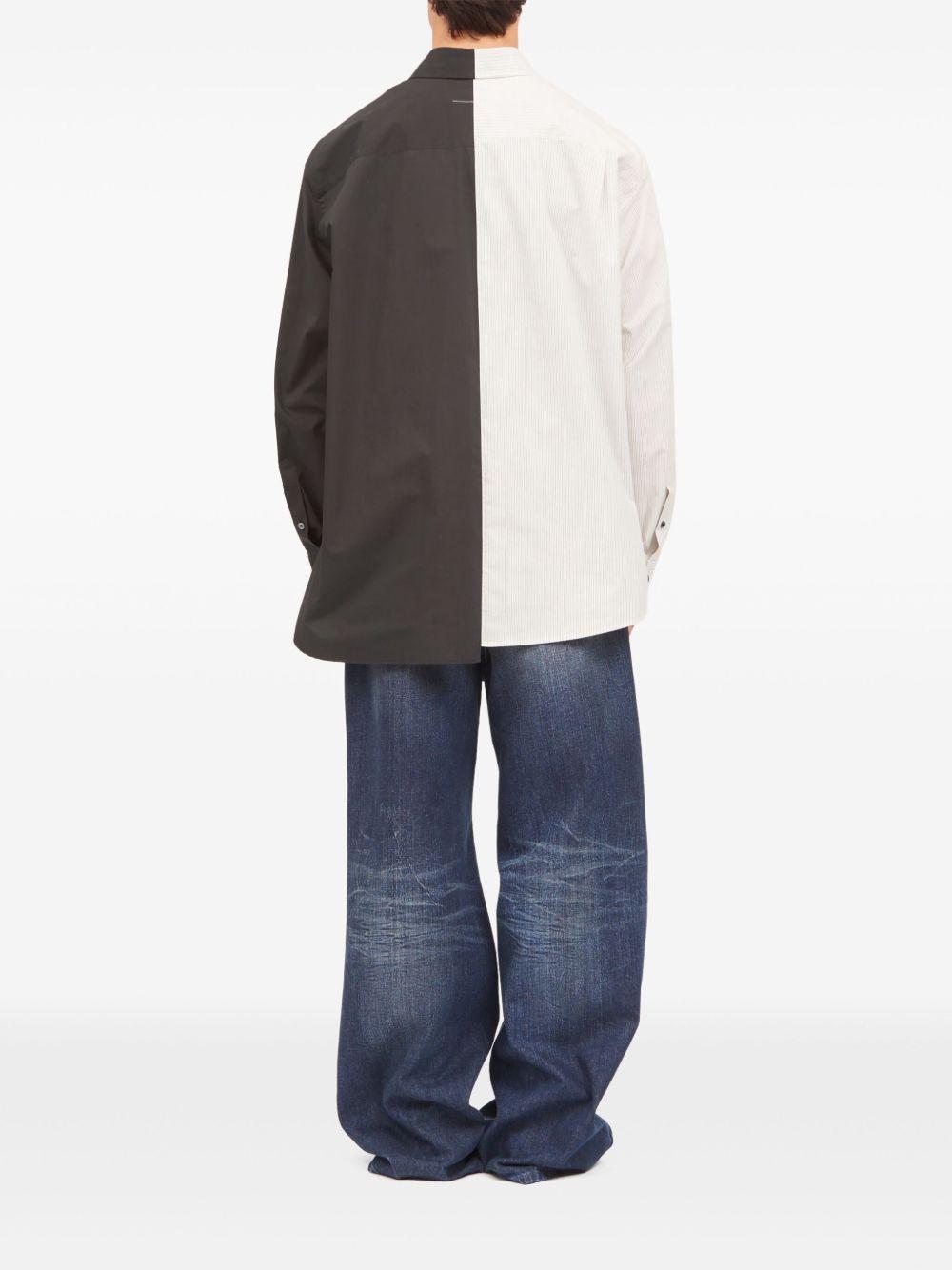 Camicia bicolore a maniche lunghe in bianco e nero Mm6 maison margiela - uomo 
