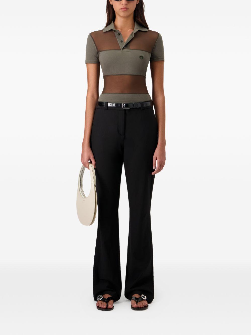 Polo semi trasparente a righe in verde Coperni - donna 