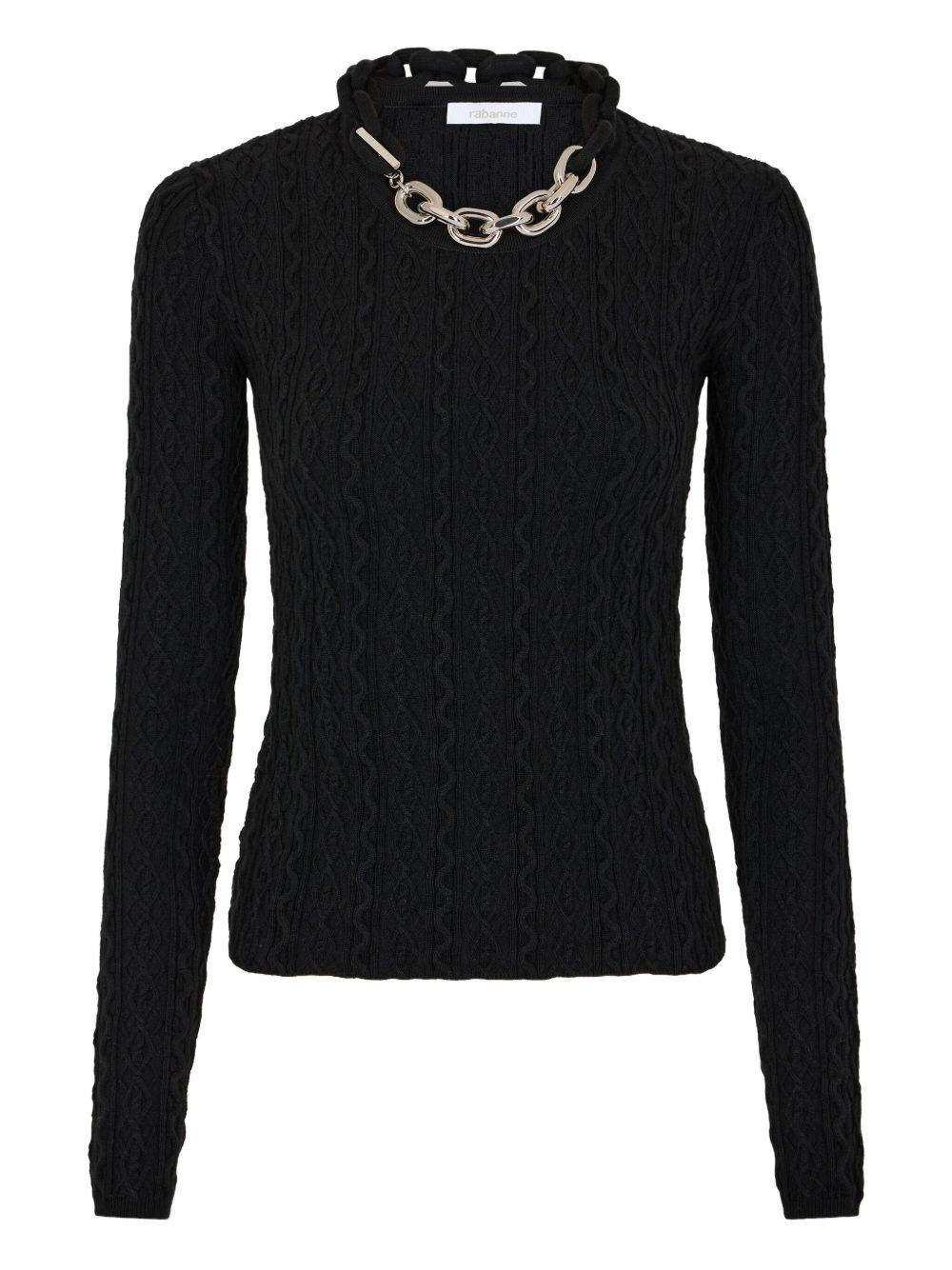Maglione con dettaglio a catena in nero Rabanne - donna 