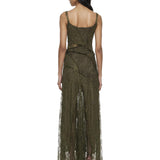 Abito con iserti in pizzo in verde kaki Blumarine - donna 