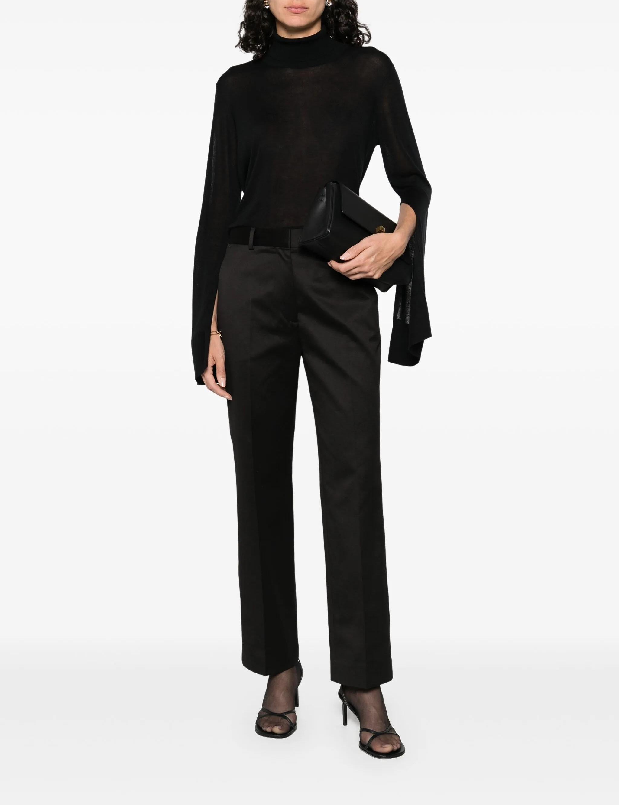 Maglione a collo alto con spacchi in nero Toteme - donna 