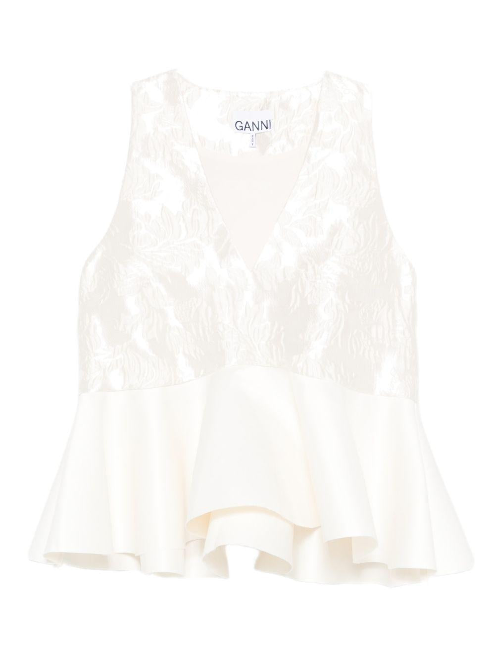 Top con peplum in bianco Ganni - donna 
