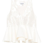 Top con peplum in bianco Ganni - donna 