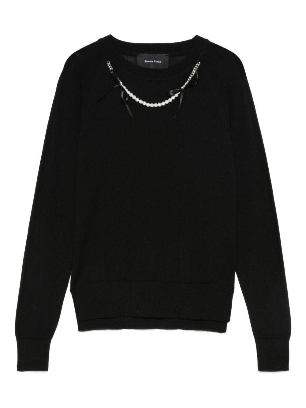 Maglione con decorazione di perle in nero Simone rocha - donna 