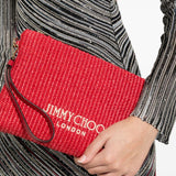 Clutch con logo stampato in rafia in rosso Jimmy choo - donna 