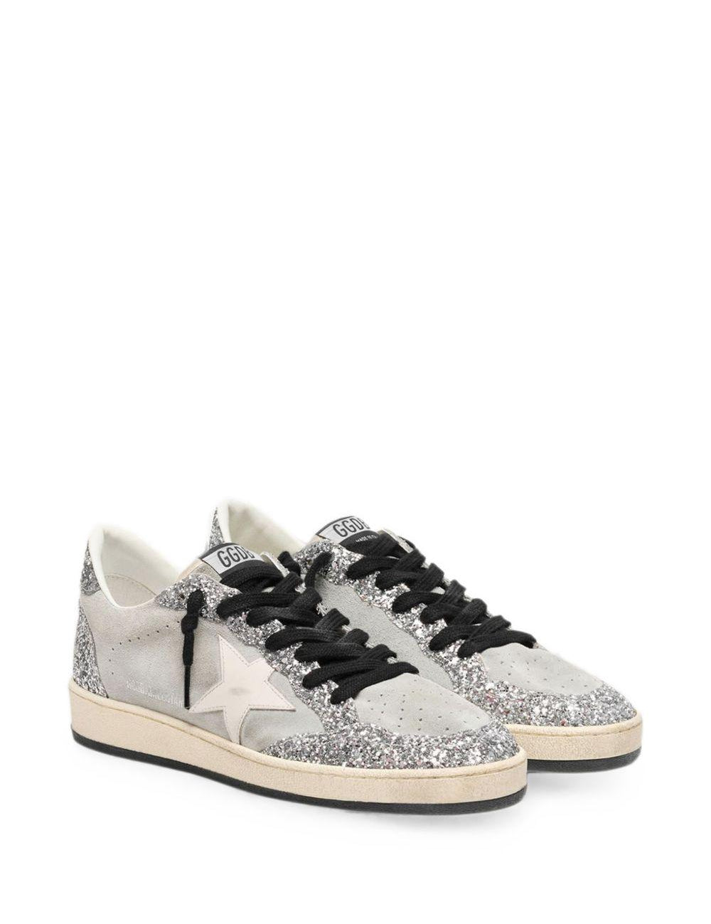Sneakers ball star con glitter in argento 