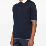 Polo con bordo a contrasto in blu Eleventy - uomo 