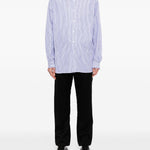 Camicia a righe con bottoni in blu Willy chavarria - uomo 