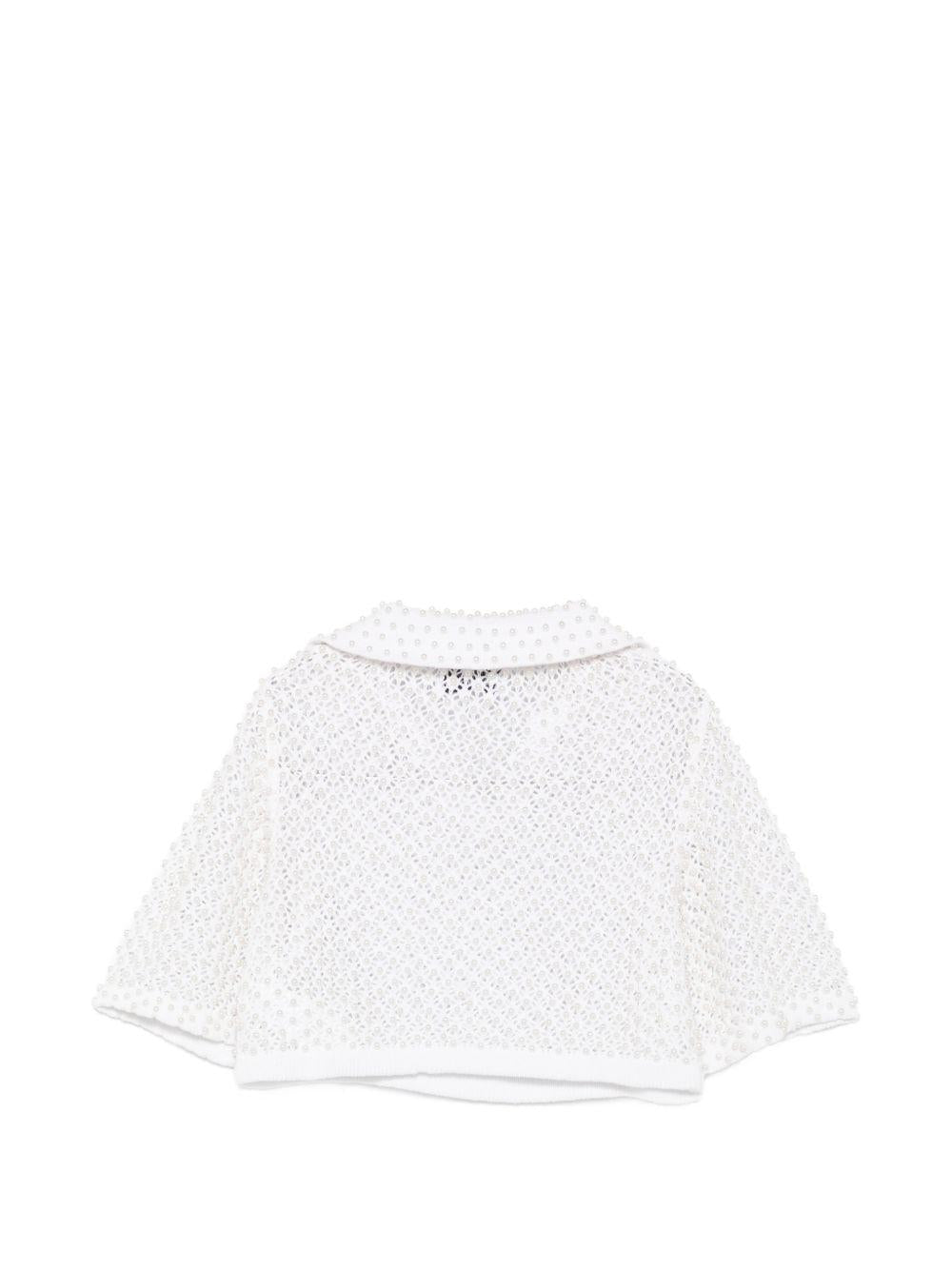 Top in maglia con perle in bianco 