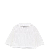 Top in maglia con perle in bianco 