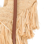 Borsa in raffia Goldentime in beige 